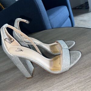 Windsor Silver Chunky Heel Sandals